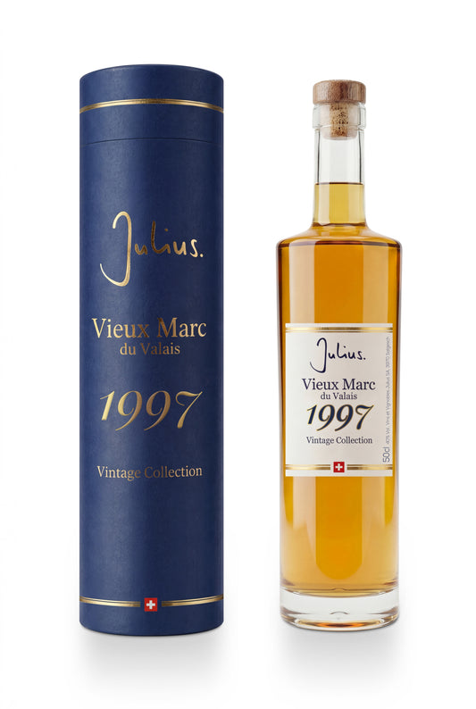 Vieux Marc du Valais, 40%, Vintage Collection 1997, Fam.Pierre-Alain Mathier, Vins et Vignobles Julius SA, Salgesch, 1997, 50cl